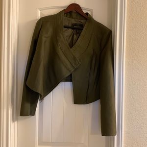 BCBGMaxazria Olive Green Cropped Jacket - size Large - VGUC